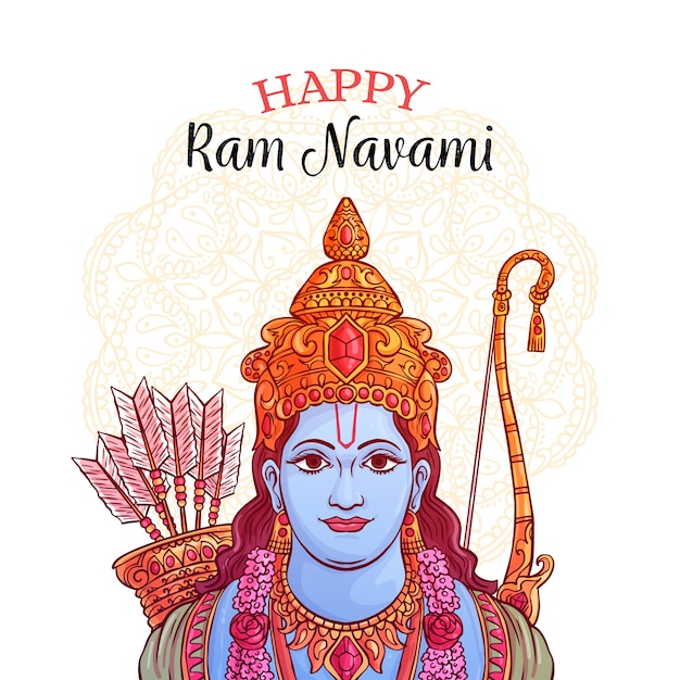 Happy ram navami hand drawn | Free Vector