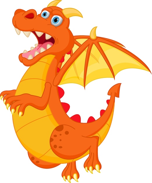 Premium Vector | Happy red dragon cartoon