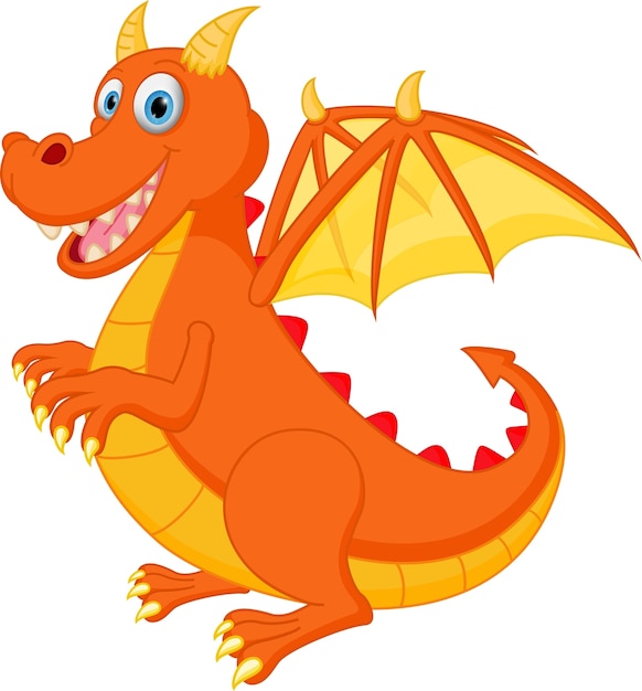 Premium Vector | Happy red dragon cartoon