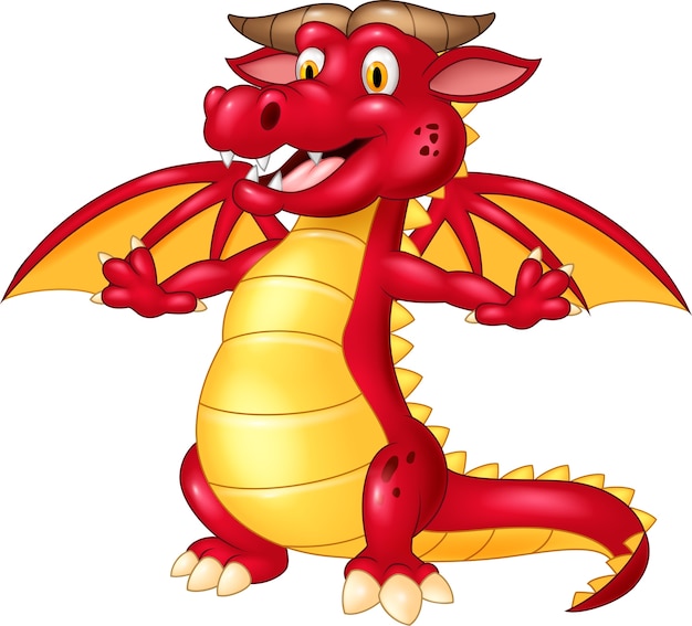 Premium Vector | Happy red dragon on isolated background