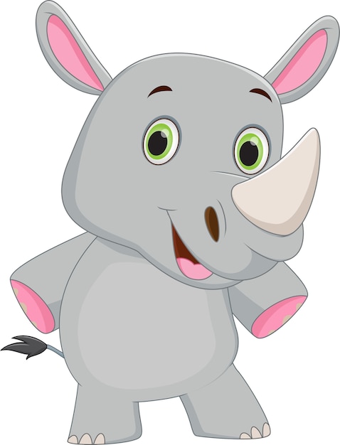 Premium Vector | Happy Rhino Cartoon