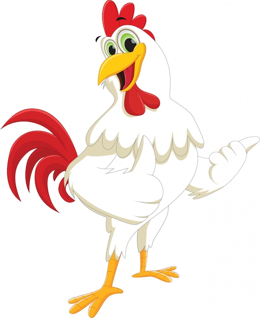 Premium Vector | Happy rooster cartoon giving thumb up