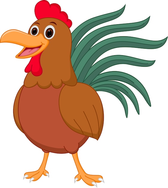 Premium Vector | Happy rooster cartoon standing