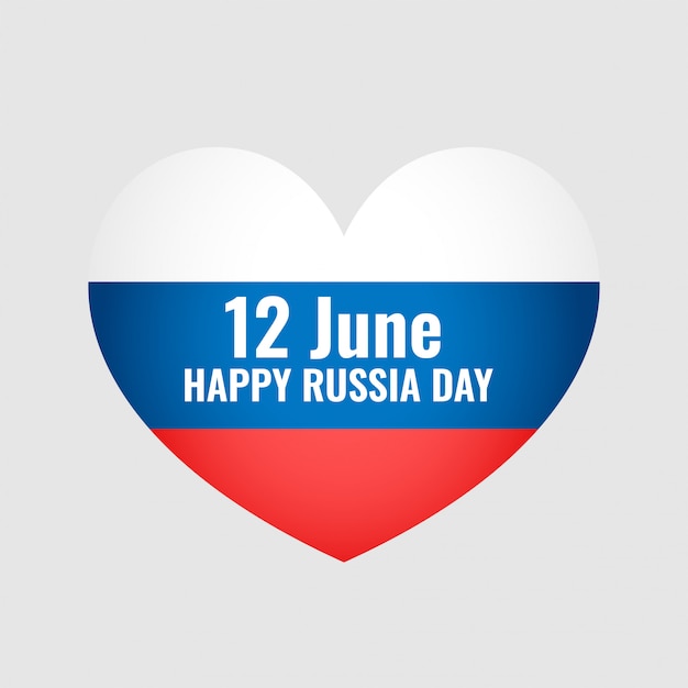 Free Vector Happy Russia Day 12th June Heart Poster Design