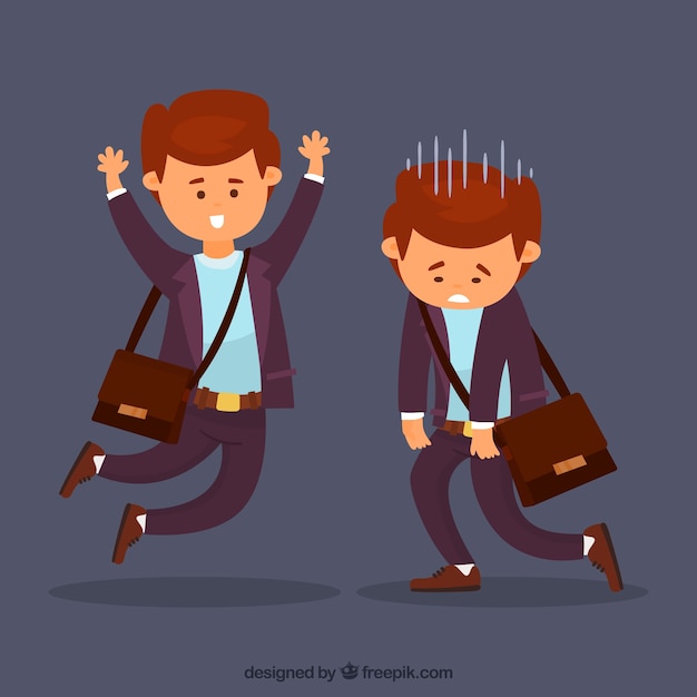 Happy and sad salesman | Free Vector