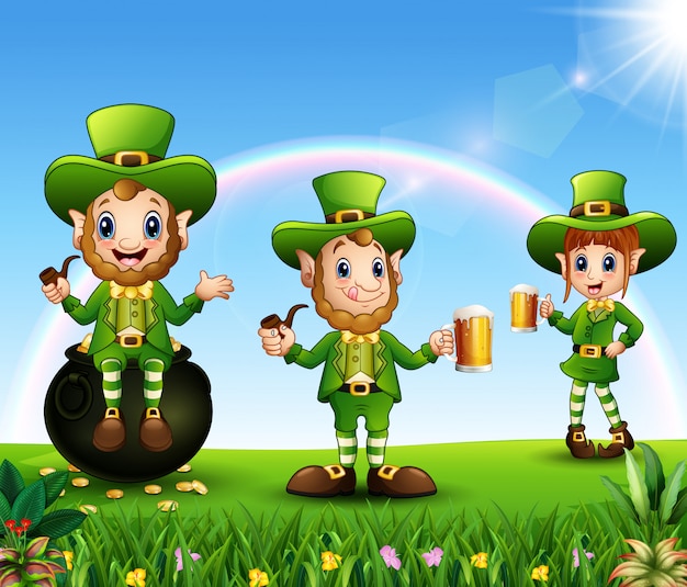 Premium Vector | Happy saint patricks day celebration with leprechaun group