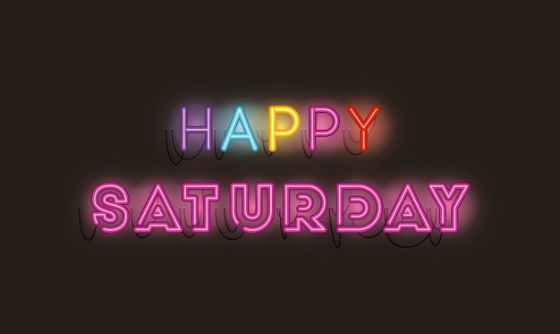 Premium Vector | Happy saturday fonts neon lights