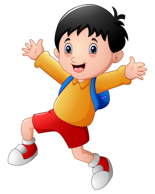 Premium Vector | Happy school boy cartoon