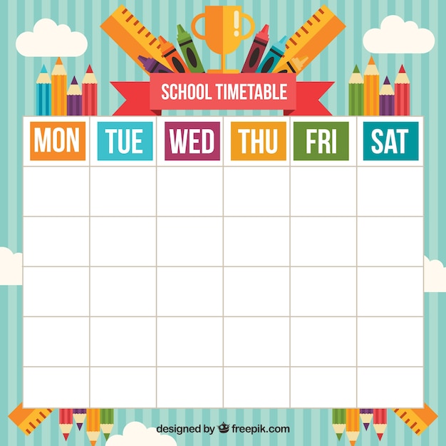 Free Vector | Happy school timetable with varied materials