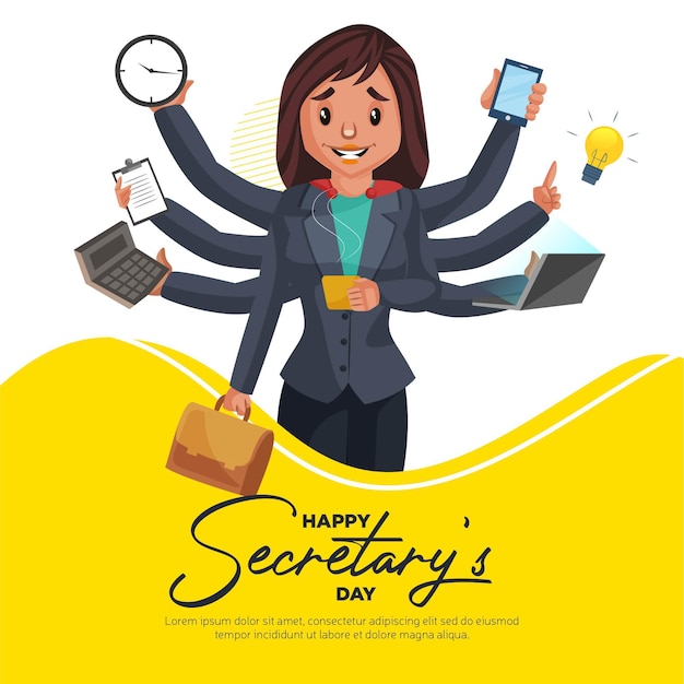 Premium Vector Happy secretary day banner design template