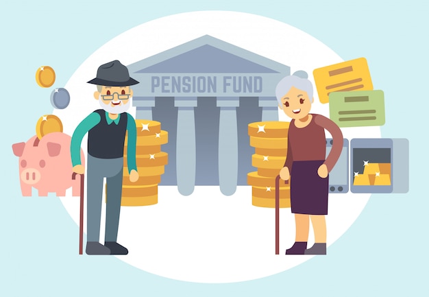 Premium Vector | Happy senior old people saving pension money. characters  for retirement plan and personal finance program vector concept