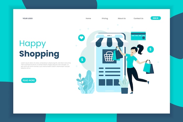 Download Free Happy Shopping Landing Page Template Premium Vector Use our free logo maker to create a logo and build your brand. Put your logo on business cards, promotional products, or your website for brand visibility.