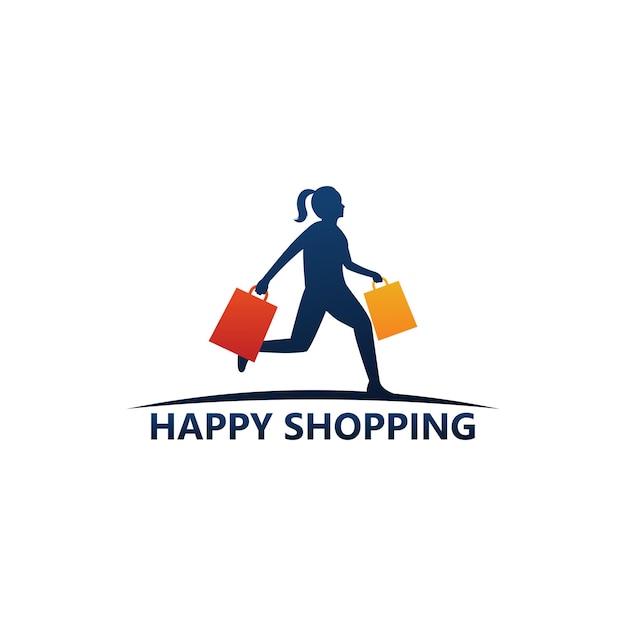 Premium Vector | Happy shopping logo template design