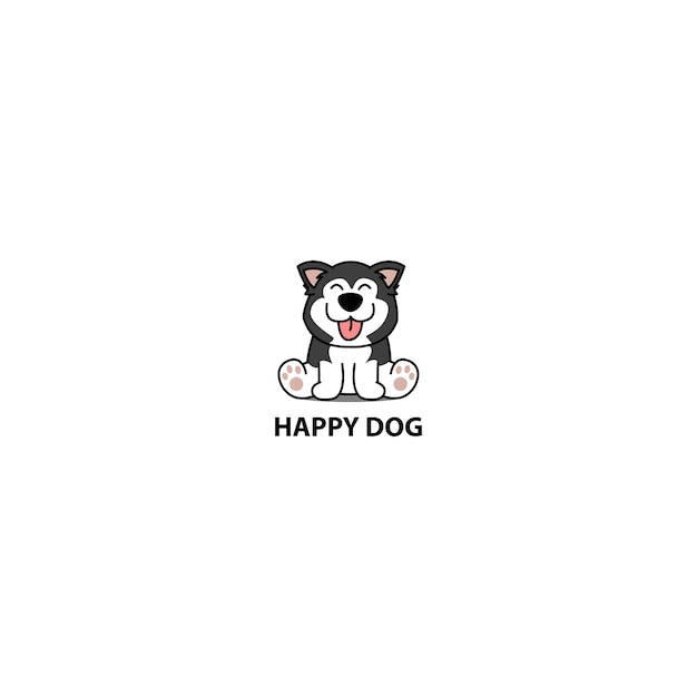 Download Happy siberian husky dog sitting cartoon icon Vector ...