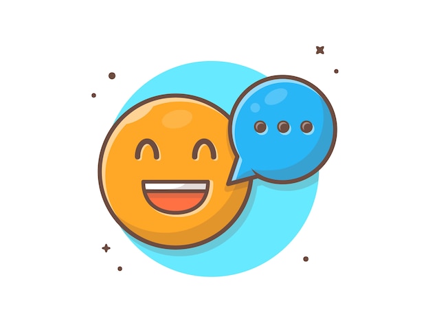 Premium Vector Happy Smile Emotclip Art With Talk Speech Bubble Vector Clip Art Illustration