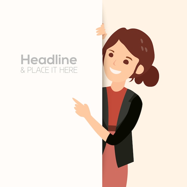 Download Premium Vector | Happy smiling business woman point her finger