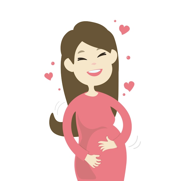 Download Happy smiling pregnant woman Vector | Premium Download