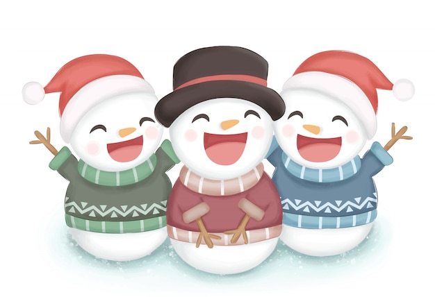 Premium Vector Happy Snowman Illustration For Christmas Decoration