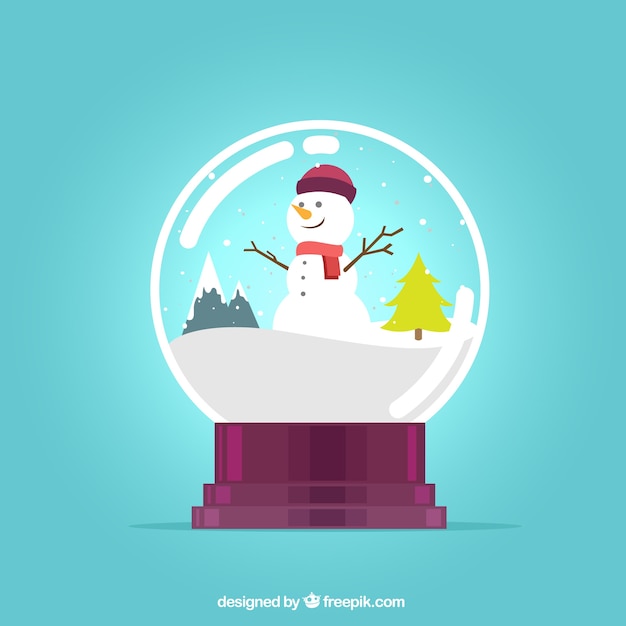 Download Happy snowman inside a snow globe | Free Vector