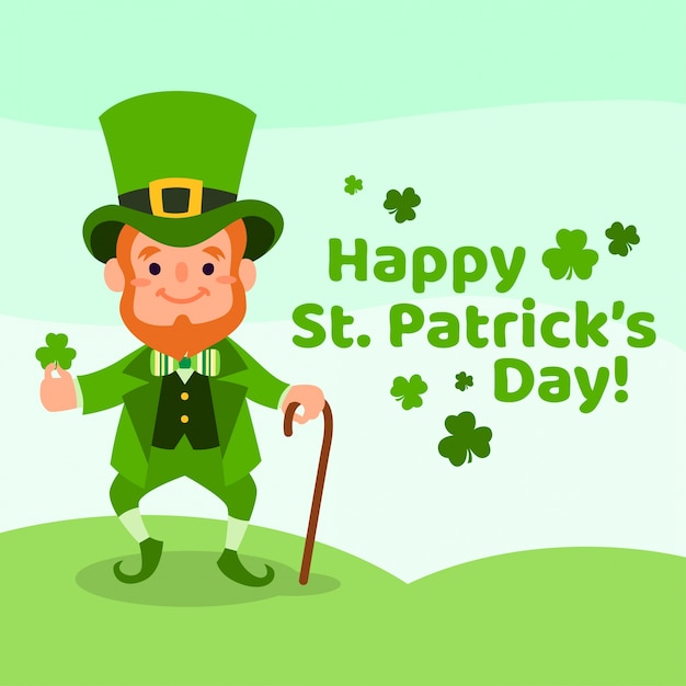 Premium Vector Happy St Patrick S Day With Leprechaun Illustration