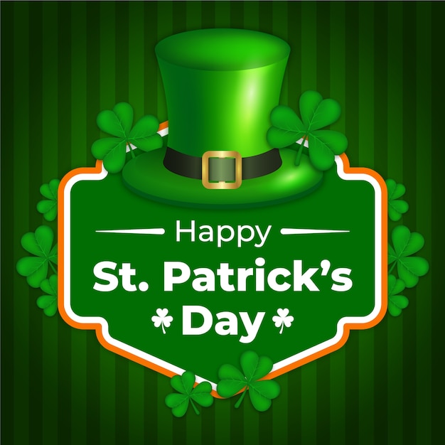 Download Happy st. patrick's day with realistic hat | Free Vector