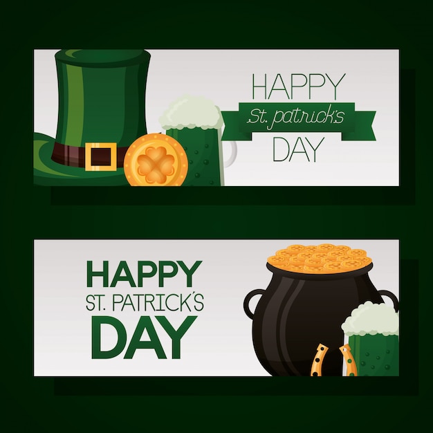 Happy st patricks day banner set Vector | Free Download