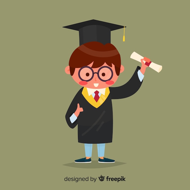 Download Happy student graduating with flat design | Free Vector