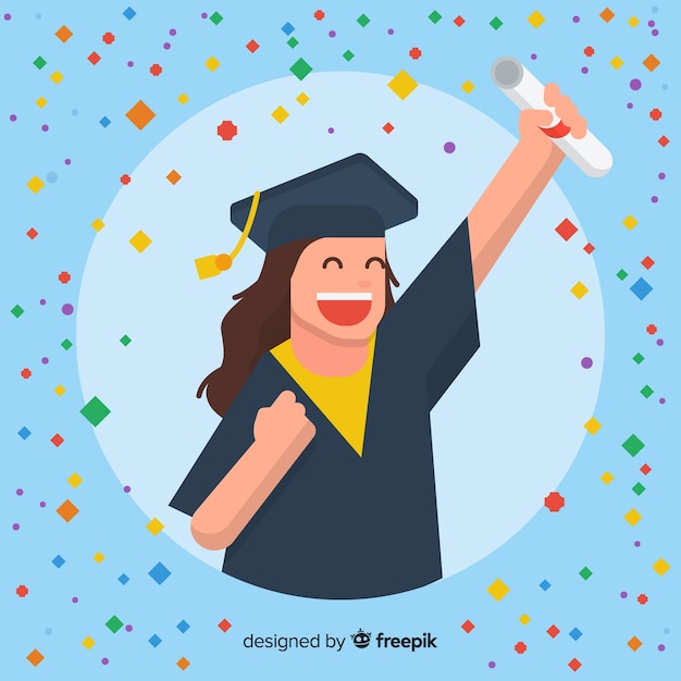 Download Happy student graduating with flat design Vector | Free ...