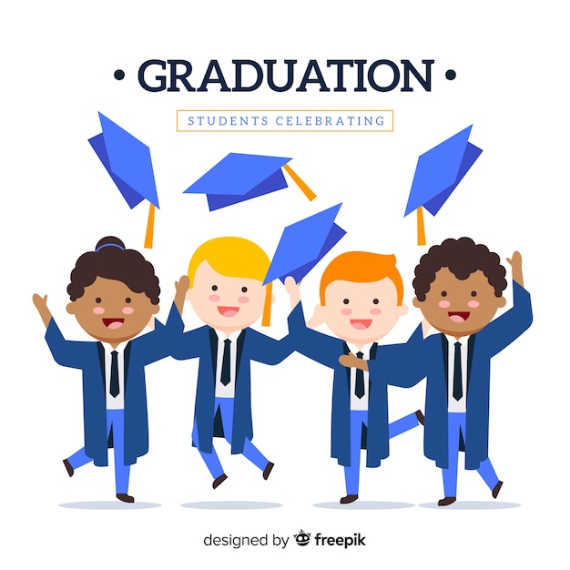 Free Vector | Happy students celebrating graduation