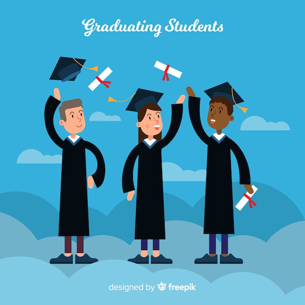 Download Happy students graduating with flat design | Free Vector