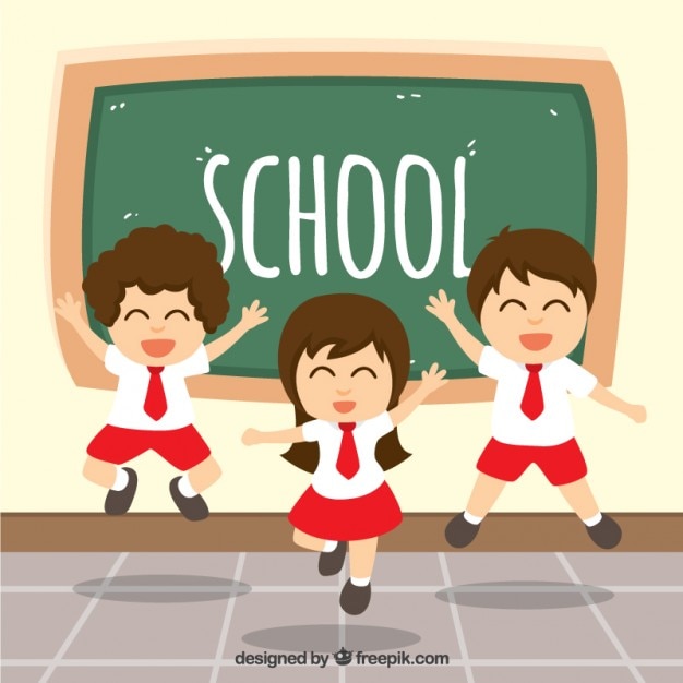 Happy students jumping in the class | Free Vector