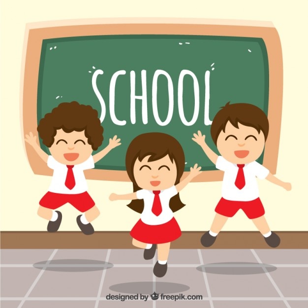 Download Happy students jumping in the class | Free Vector