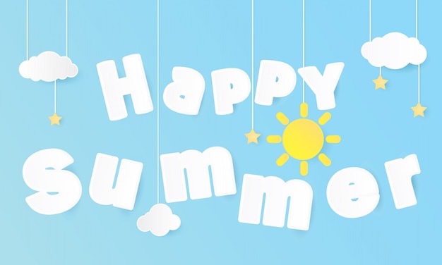 Download Happy summer banner Vector | Premium Download