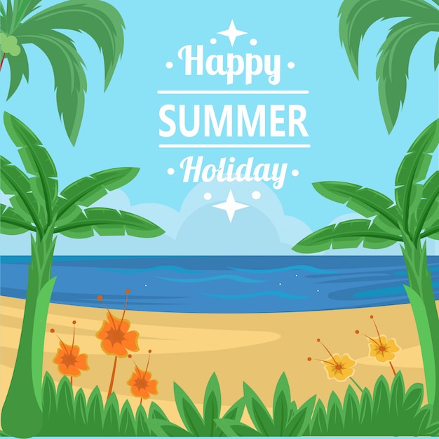 Premium Vector | Happy summer holiday beach background