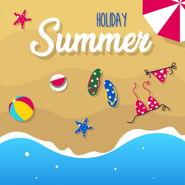 Premium Vector Happy summer holiday in the beach