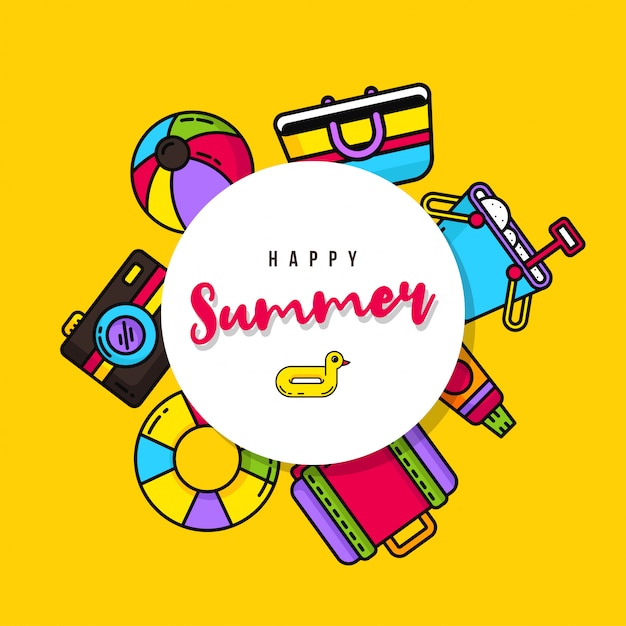 Download Happy summer illustration Vector | Premium Download