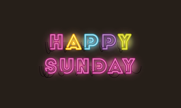 Premium Vector | Happy sunday fonts neon lights