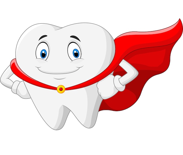 Premium Vector | Happy superhero healthy tooth