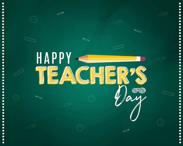 Premium Vector | Happy teacher's day banner design with pencil