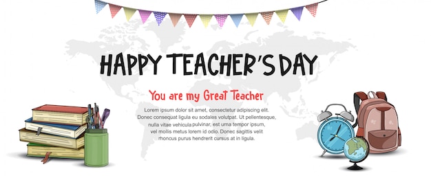 Premium Vector | Happy teacher's day banner