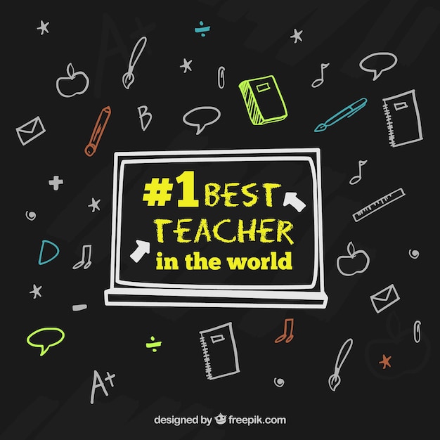 Happy teacher's day, black background with hand-drawn elements | Stock ...