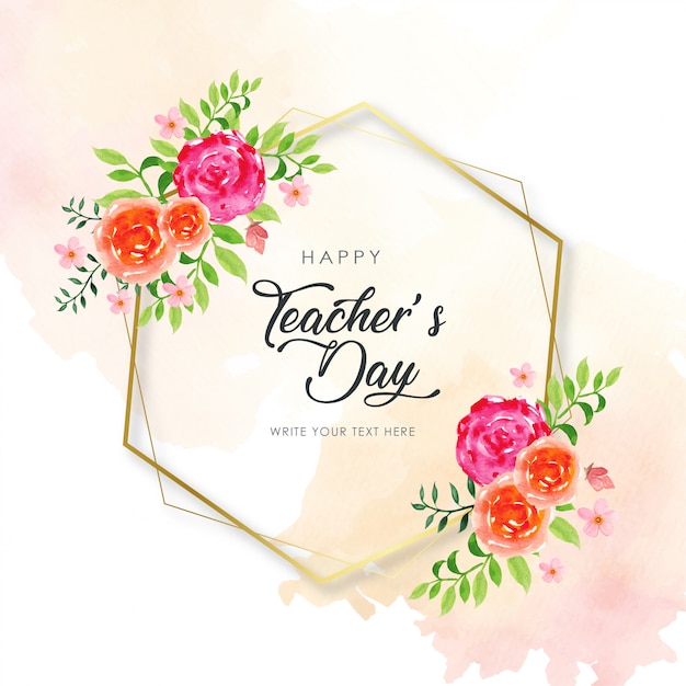 Happy teacher's day hexagon frame Vector | Premium Download