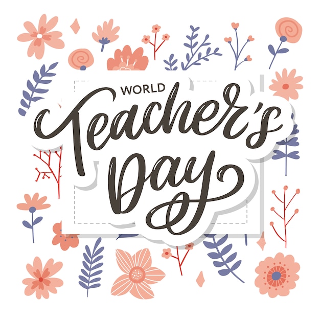 Premium Vector | Happy teacher's day inscription. greeting card with ...