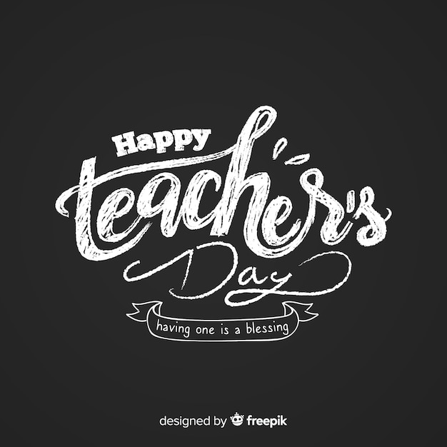 Premium Vector | Happy teacher's day lettering on blackboard