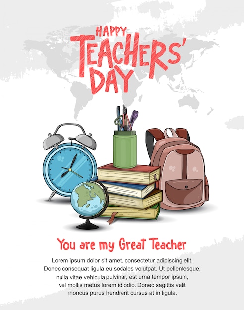 Premium Vector | Happy teacher's day poster template