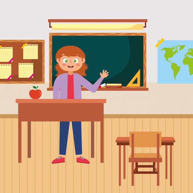 Premium Vector | Happy teacher waving hand cartoon. illustration