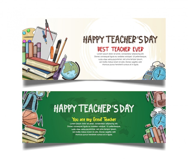 Happy teachers day banner collection Vector | Premium Download