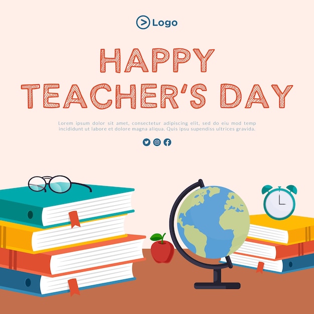 Premium Vector | Happy teachers day banner design template