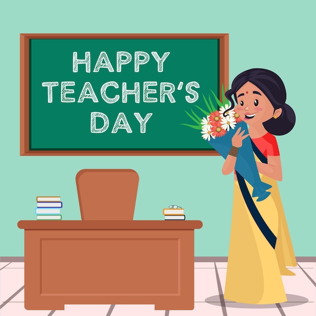 Premium Vector | Happy teachers day cartoon style banner design template