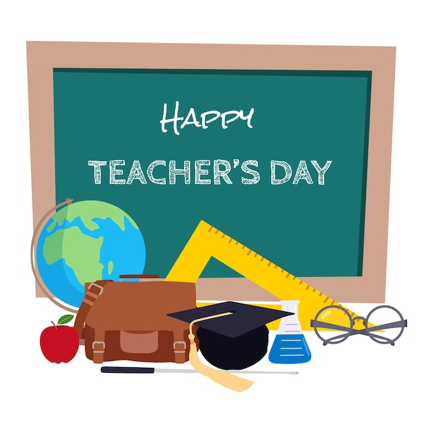 Premium Vector | Happy teachers day concept with various equipment for ...